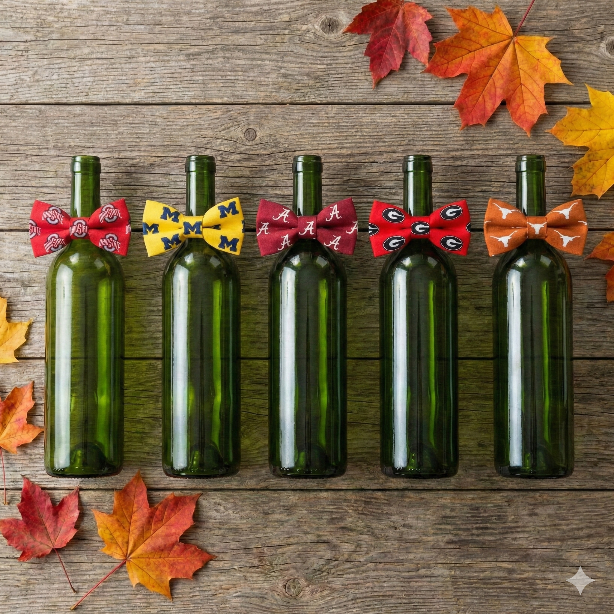 Collection of Tailgate Ties in different team colors